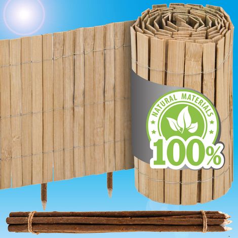 300x40 Rouleau Bordure de Jardin en Bambou - Bordure Pelouse - Clôture Flexible