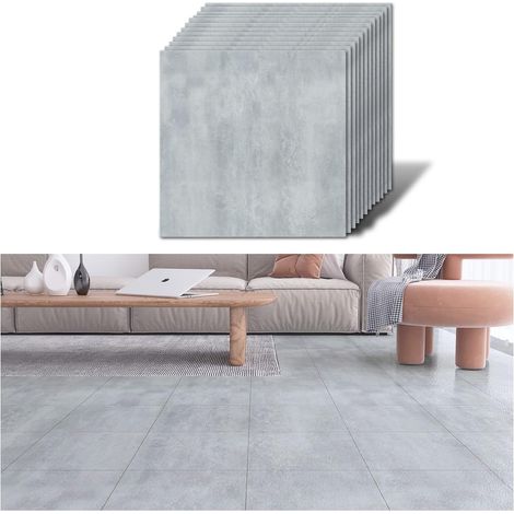 Dalle PVC Adhesive Sol Effet Béton Gris Carreaux Adhesif Cuisine Carrelage Adhesif Sol Imitation Ciment Gris Industriel Vintage Dalle PVC Garage Salon 1.5mm 30 cm × 30 cm 12 Pièces (1/5)