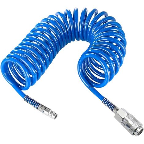 6m Tuyau Compresseur D'air en PU à Ressort, Diamètre 8x5 mm Flexible Compresseur Air, Tuyau Pneumatique avec Connecteur pour L'atelier, L'atelier de Réparation Automobile (Bleu) (1/5)