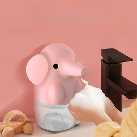 Distributeur automatique de gel hydroalcoolique moussant (rose), distributeur de liquide vaisselle rechargeable (1/4)