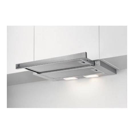 Electrolux – Hotte tiroir télescopique 598mm – Puissance d'extraction 410 m³/h – Niveau sonore 62 dB – Semi-encastrée – Filtre à graisse aluminium (1/4)