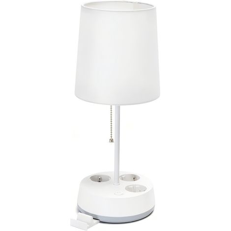 Kit de base de lampe avec prise, douille E27, prises de courant, support pour téléphone portable + lampe, sans ampoule, interrupteur à tirette.