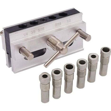 Kit de Gabarit de Goujonnage Auto-centrant, Tailles Impériales, Guide de Perçage de Trous Outil de Localisation de Positionneur de Travail du bois pour bois épais (1/5)