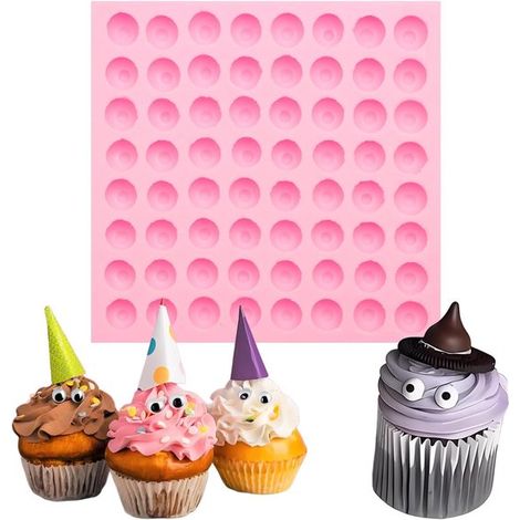 Silikonform in Augenform mit 64 Löchern für Fondant, Harz, Gelee, rosa. (1/5)