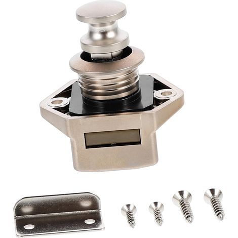 Outanaya Lot de 3 verrous à bouton, car, sans clé, ABS argenté (1/5)