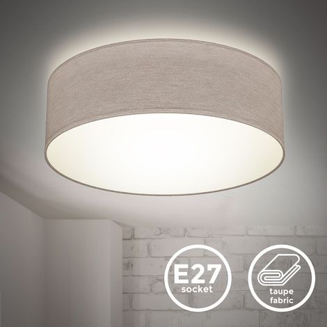 Deckenleuchte Ø30 cm - Stoffschirm, E27 Fassung, 1-flammig, taupe
