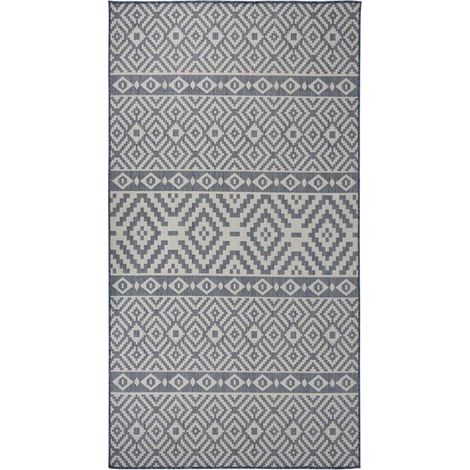 Outdoor-Teppich Flachgewebe 80x150 cm Blau Gestreift vidaXL (1/5)