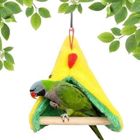 Hamac à oiseaux suspendu pour l'hiver - Niche triangulaire en bois pour perroquets, pinsons, cage pour animaux domestiques (1) (1/5)