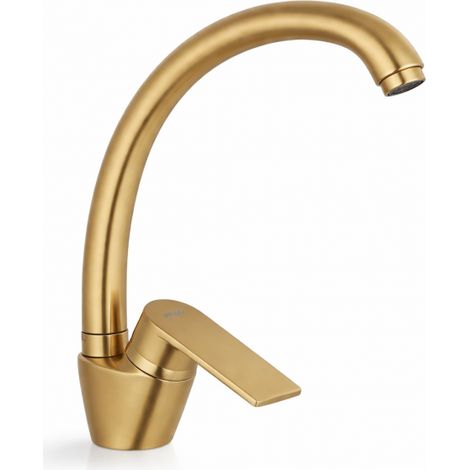 Miscelatore Rubinetto Monocomando Lavello Cucina Girevole ORO Satinato 94020