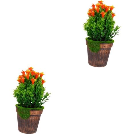2pièces Plantes Artificielles Pot Vintage Décoration Intérieure Réaliste pour Bureau Et Maison Ornement Faux avec Feuillage Vivant sans Entretien (1/5)