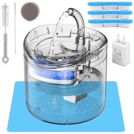 Fontaine à eau automatique pour animaux, capteur de mouvement, cartouche filtrante, pompe USB silencieuse, adaptée chats et chiots, avec adaptateur UE (1/4)