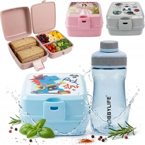 Lunchbox 1,4 l + 530 ml Wasserflasche, Speisebehälter für die Schule (1/5)
