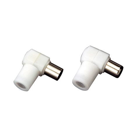 KIT Conectores TV 1 Macho acodado + 1 Hembra acodada blancos