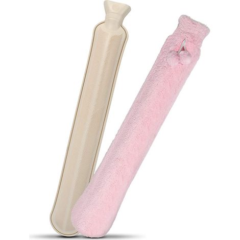 Housse de couette extra longue pour gourde Peluche grise avec auvent Caoutchouc naturel Gourde chauffante Idée cadeau pour un sommeil réparateur (1/5)