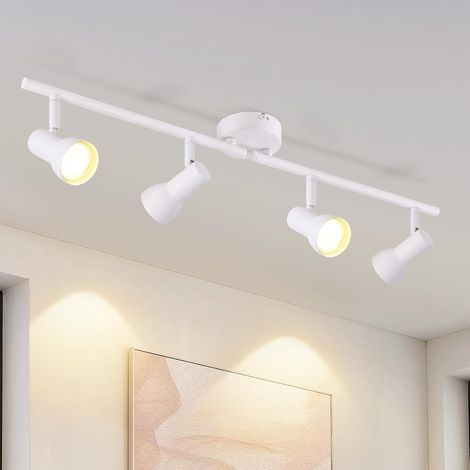 GBLY Foco de techo de 4 llamas para salón - Foco de techo de diseño moderno para interior de metal blanco GU10 Foco de techo pivotante 350° para dormitorio pasillo cocina (sin bombillas) (1/5)