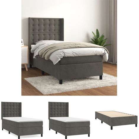 Bettgestell mit Matratze,Betten für Erwachsene,Boxspringbett,Schlafzimmerbett Dunkelgrau 80x200 cm Samt -Maison 67406 (1/5)