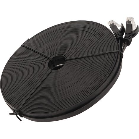 Câble réseau Gigabit de 20 m (66 pieds) avec ports RJ45, 1000 Mbps, CAT6, noir, pour routeurs et ordinateurs portables. (1/5)