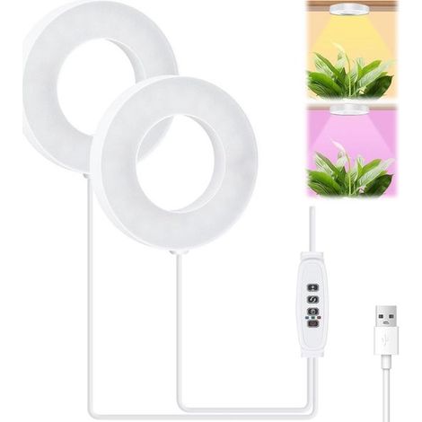 - Lámpara LED de espectro completo para plantas de interior con temporizador y brillo ajustable.