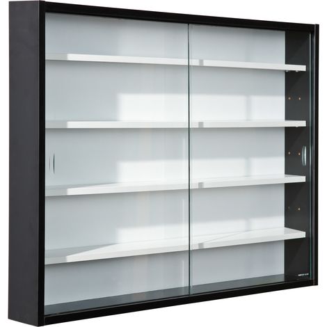 Comit Vitrinenschrank wandhängend, 2 Glastüren, weiss, schwarz. (1/5)