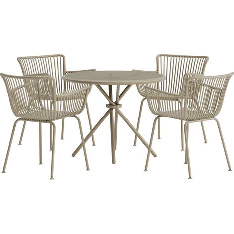 Ensemble Table de Jardin & 4 Chaises "Sifnos" 90cm Beige