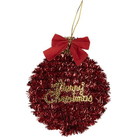 Suspension Boule de Noël en Plastique Rouge Décoration Festive pour Sapin 12x4x14 cm - PANGIVO (1/2)