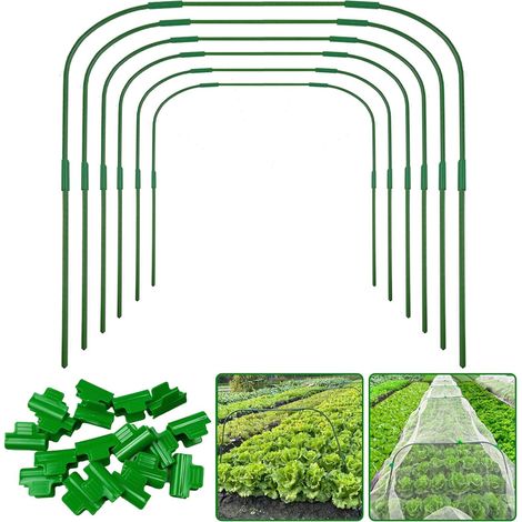 Lot de 6 arches de serre de 82 x 105 cm - Arches de jardin amovibles - Cadre de support en fibre de verre inoxydable avec 18 clips - Piquets de support pour plantes DIY pour filets et parterres (1/5)
