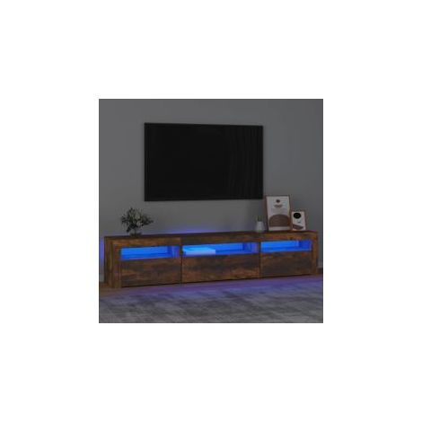 Meuble TV avec lumières LED Chêne fumé 195x35x40 (1/5)