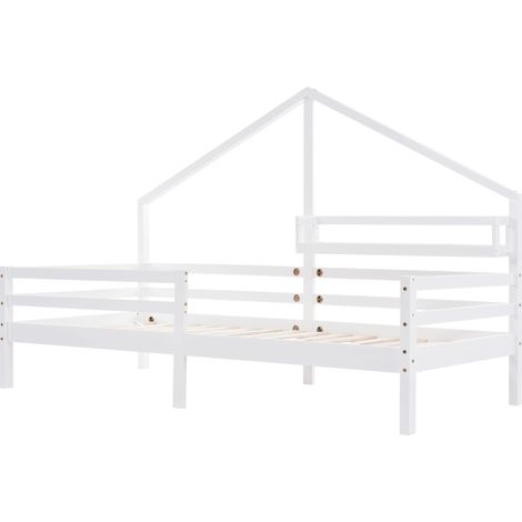 Cama cabaña infantil con estante 90x200 cm blanca (1/5)
