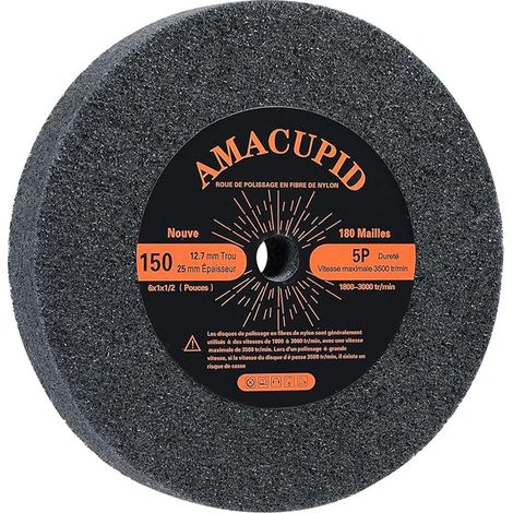 Roue de polissage brossée en fibre de nylon 15cm dureté 5P. Convient aux meuleuses d'établi et aux polisseuses (1/5)