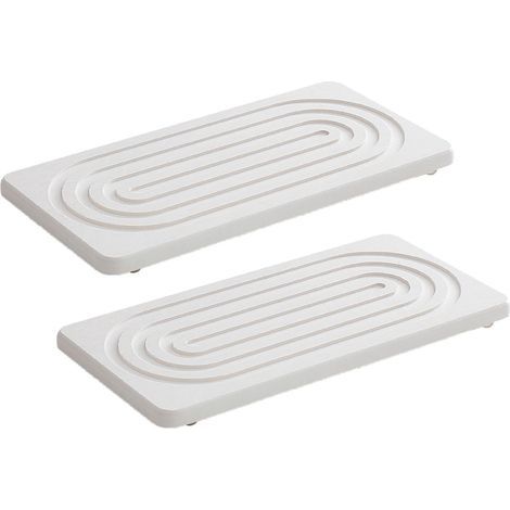 Two-piece set: breathable natural stone mat and highly absorbent soap dish (white). (1/5)
