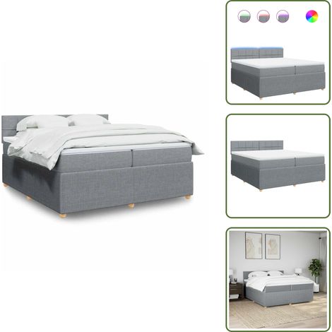 Sommier à lattes de lit avec matelas Gris clair 200x200cm Tissu - Sommier À Lattes De Lit - Sommiers À Lattes De Lit - Lit - Meuble De Chambre À Coucher (1/5)