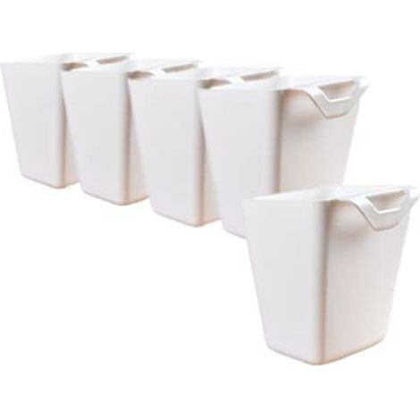 Set of 5 white hanging cup holders, trolley accessories, wall organizer, storage buckets, planters/pen holders for home, office and kitchen