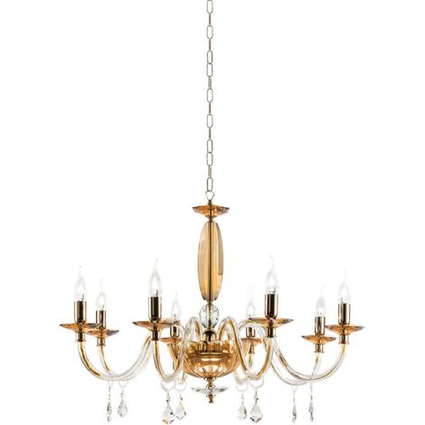 Lampadario a sospensione CECILIA in cristallo 8 luci D85 cm AMBRA (1/2)