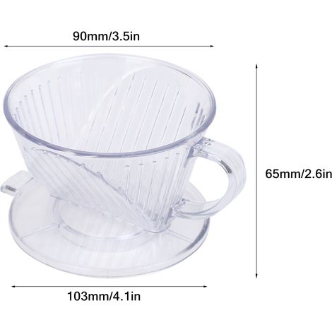 Tasse à café conique avec filtre, porte-filtre réutilisable et mug de service (transparent, taille S) (1/5)