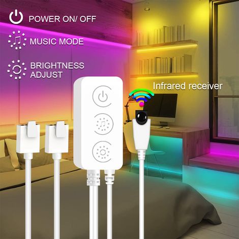LED Chambre Bluetooth 10 m Ruban LED Lumière LED Décorative Multicolore, Bande LED, RGB Guirlande Lumineuse Dimmable avec Télécommande, Allumage silencieux, sans scintillement perceptible (1/5)