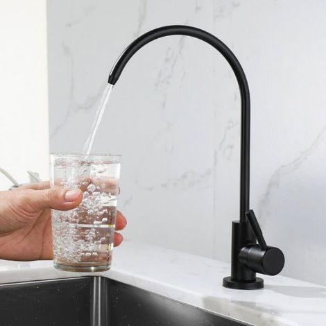 Robinet Filtre Eau Cuisine - Acier Inoxydable Sans Plomb - Compatible Osmose Inverse - Bec Rotatif 360° - 1 Pièce (1/4)
