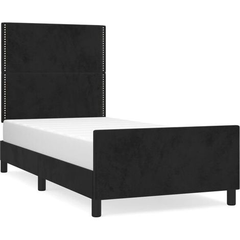 Cadre de lit en velours noir (matelas non inclus), 80 x 200 cm (1/5)