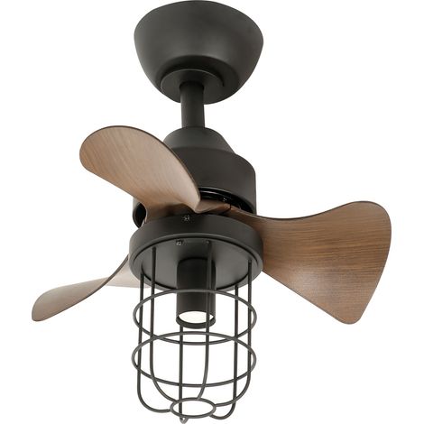 Ventilateur de plafond Karvok Ø48cm – Cage industrielle – 3 pales ABS – E27 – Moteur DC (1/4)