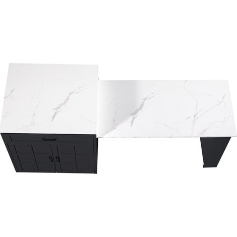 Îlot de cuisine extensible avec rangements MDF noir 133-202 x 70 x 93,5 cm (1/5)