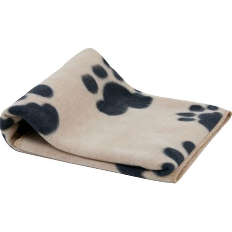 Couverture moelleuse pour animaux de compagnie, motif mignon, douce, Double face, en peluche chaude, pour chien, chat, pour la maison, les voyages, fond kaki, impression d'empreintes noires (1/5)