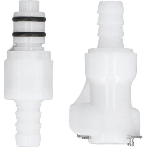 Schnellkupplung für 5/16-Zoll-Kunststoffschlauch mit Absperrventil, aus lebensmittelechtem Kunststoff, für Wasser-, Gas- und Bierleitungen. (1/5)