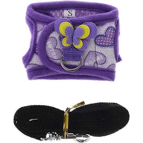 Ensemble harnais et laisse avec gilet chaud réglable pour petits animaux de compagnie (hamster, lapin) - Taille S - violet (1/5)