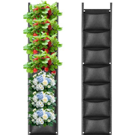 Wandmontierter Pflanzbeutel, 7 Wandmontierte Pflanzbeutel, Vertikaler Pflanzbeutel, Vertikaler Gartenbeutel, Vertikaler Garten für Balkon und Garten (1/5)
