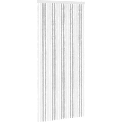 Insect Curtain Chenille Light Grey and White 90 x 200 cm vidaXL