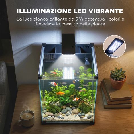 Aquarium noir 36L 30x30x45,5 cm avec système de filtration intégré (1/5)