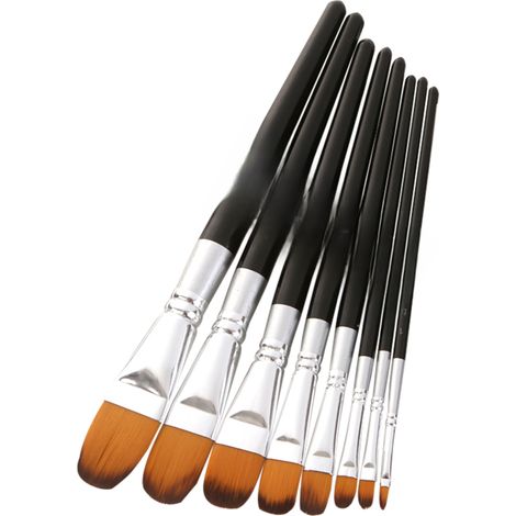 Set di 8 pennelli con punta a lingua di gatto, setole in nylon, per pittura acrilica, a olio, ad acquerello e a guazzo (unghie, corpo, viso).