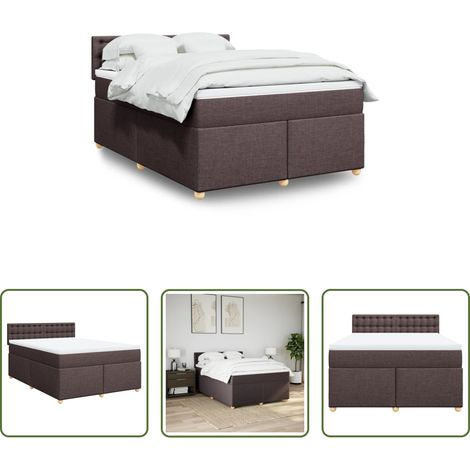 vidaXL Surmatelas -  Sommier à lattes de lit avec matelas Marron foncé 140x200 cm (1/5)