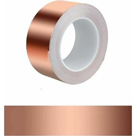 Kupfer-Schneckenabwehrband 50 mm x 20 m, selbstklebender Schneckenschutz, EMI-Abschirmung, Kupferfolienband gegen Schnecken (1/5)