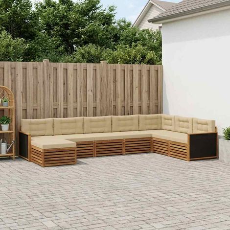 Teenpull – Outdoor-Sofagarnitur 8 Stk. Natur und Beige Massivholz Akazie (1/5)