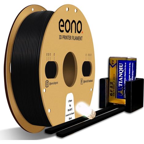 Filament PLA conducteur 1,75 mm 1 kg - Filament électrique conducteur pour imprimante 3D - Pour protection ESD, capteurs et prototypes fonctionnels - Compatible avec les imprimantes FDM, noir (1/5)